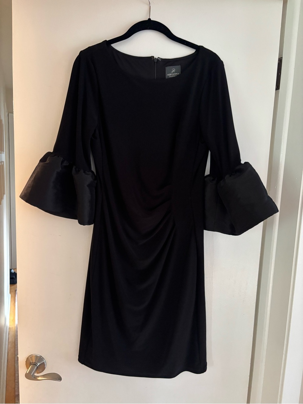 Adrianna Papell Black Bell-Sleeve Sheath Dress